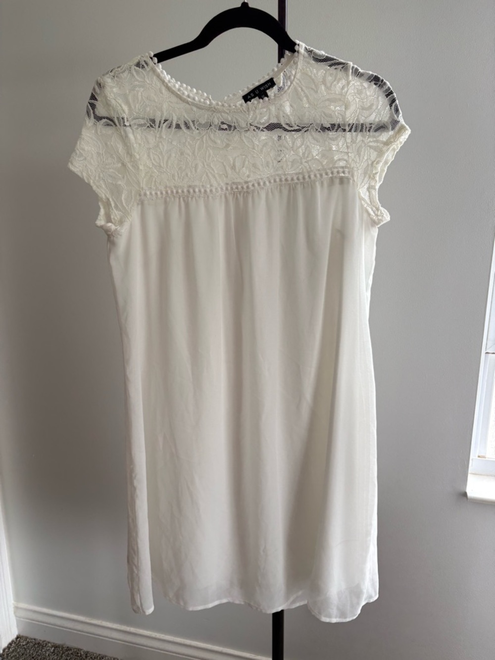 As U Wish White Lace Trim Crochet Dress